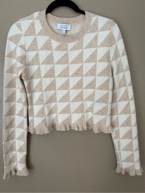 & Other Stories Beige & Cream Geometric Crop Sweater